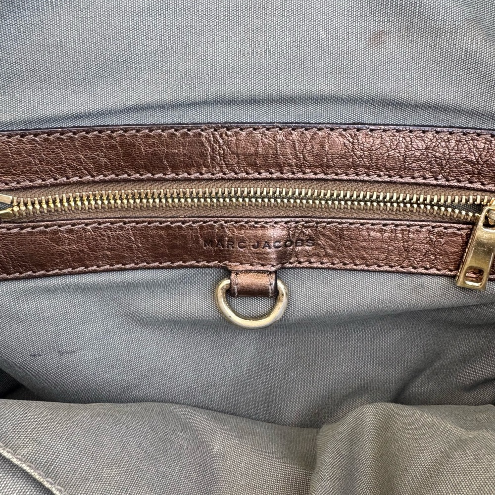 Marc Jacobs Made in Italy Quilted Bronze Metallic Leather Satchel Bag - Picture 13 of 17